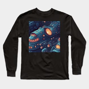 Spaceship Pattern Long Sleeve T-Shirt